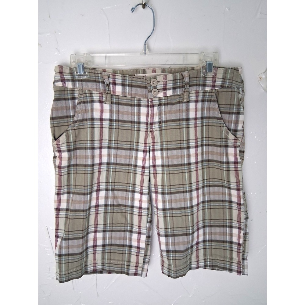 Y2K Hollister Bermuda Chino Plaid Shorts Low Rise Size 3‎ Preppy Academia